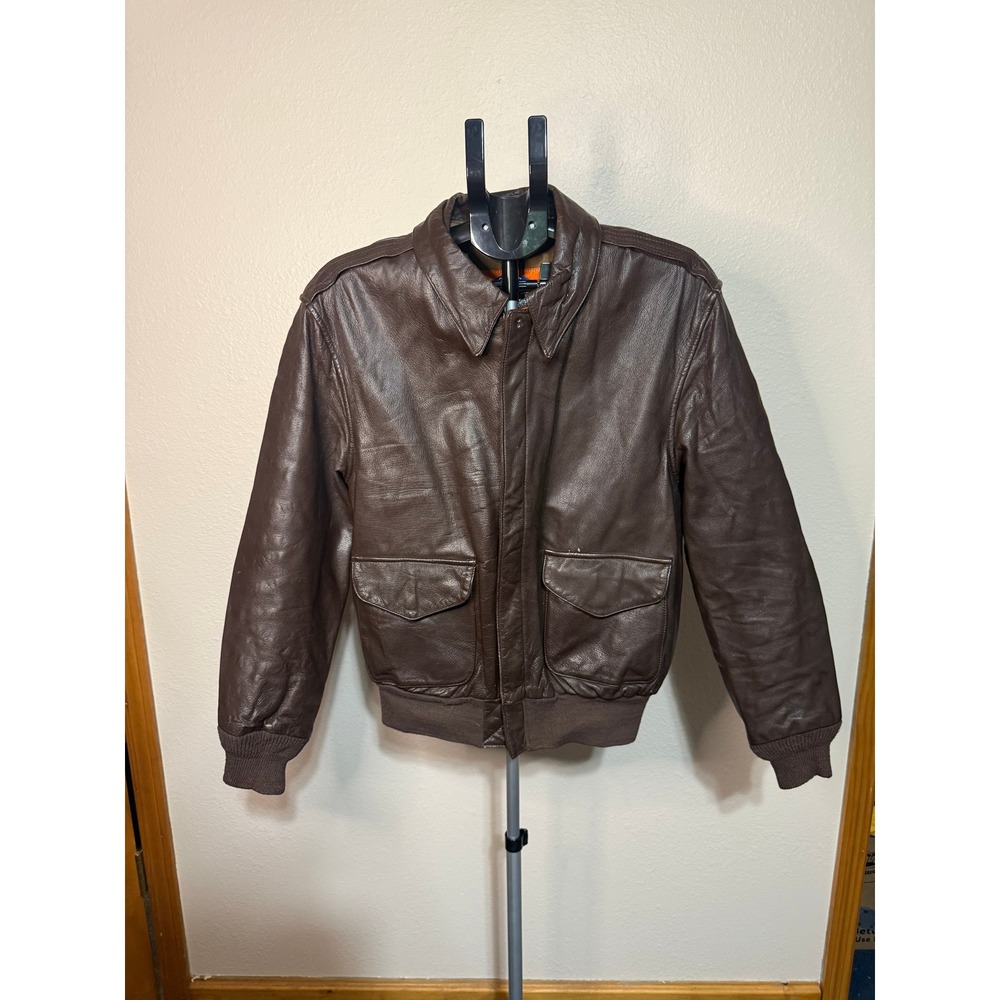 Vintage Cooper Type‎ A-2 Brown Leather Flight Bomber Jacket Men's 42R USAF Style